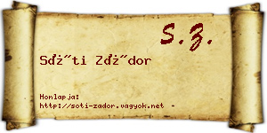 Sóti Zádor névjegykártya